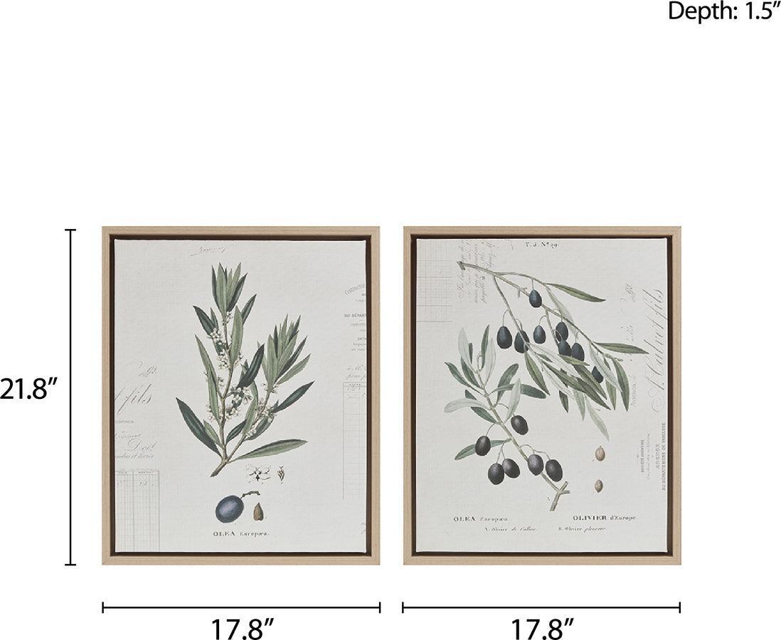 Olliix.com Wall Art - Kalamata Branches Neutral Framed Canvas Printed Graphic 17.8x21.8" 2 Piece Set Neutral