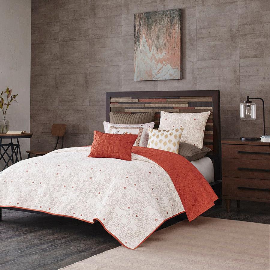 Olliix.com Comforters & Blankets - Kandula King/California King 3 Piece Coverlet Mini Set Coral
