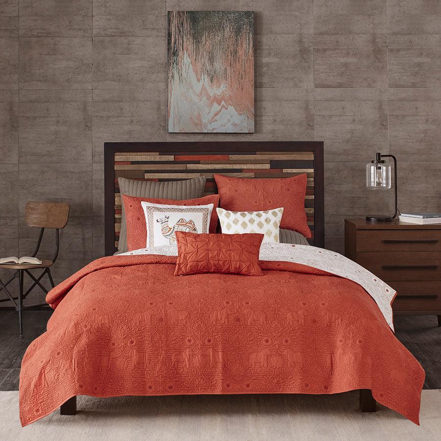 Olliix.com Comforters & Blankets - Kandula King/California King 3 Piece Coverlet Mini Set Coral