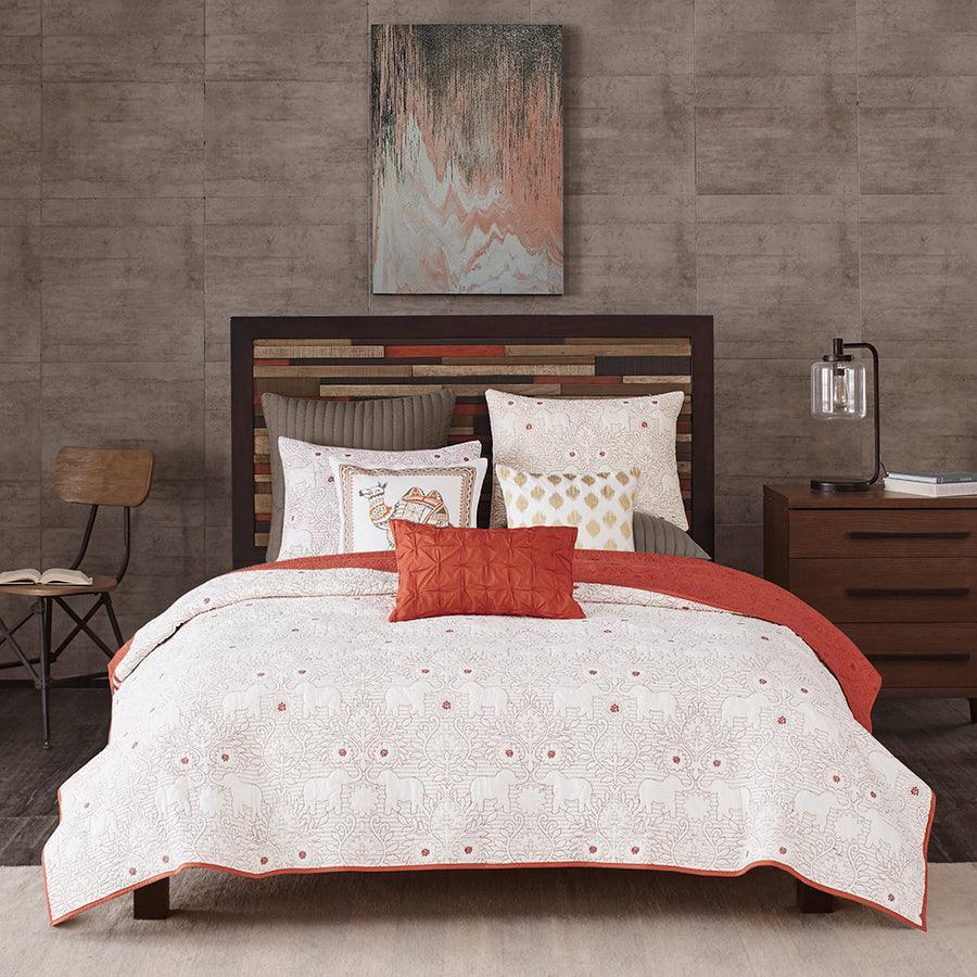 Olliix.com Comforters & Blankets - Kandula King/California King 3 Piece Coverlet Mini Set Coral