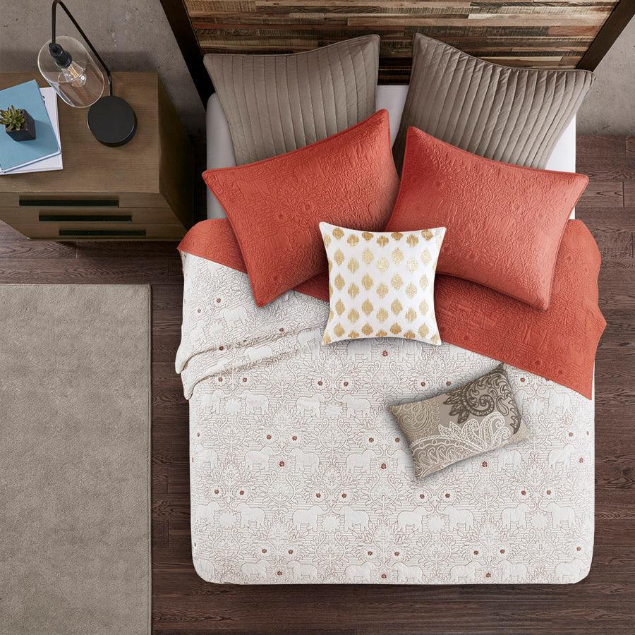 Olliix.com Comforters & Blankets - Kandula King/California King 3 Piece Coverlet Mini Set Coral