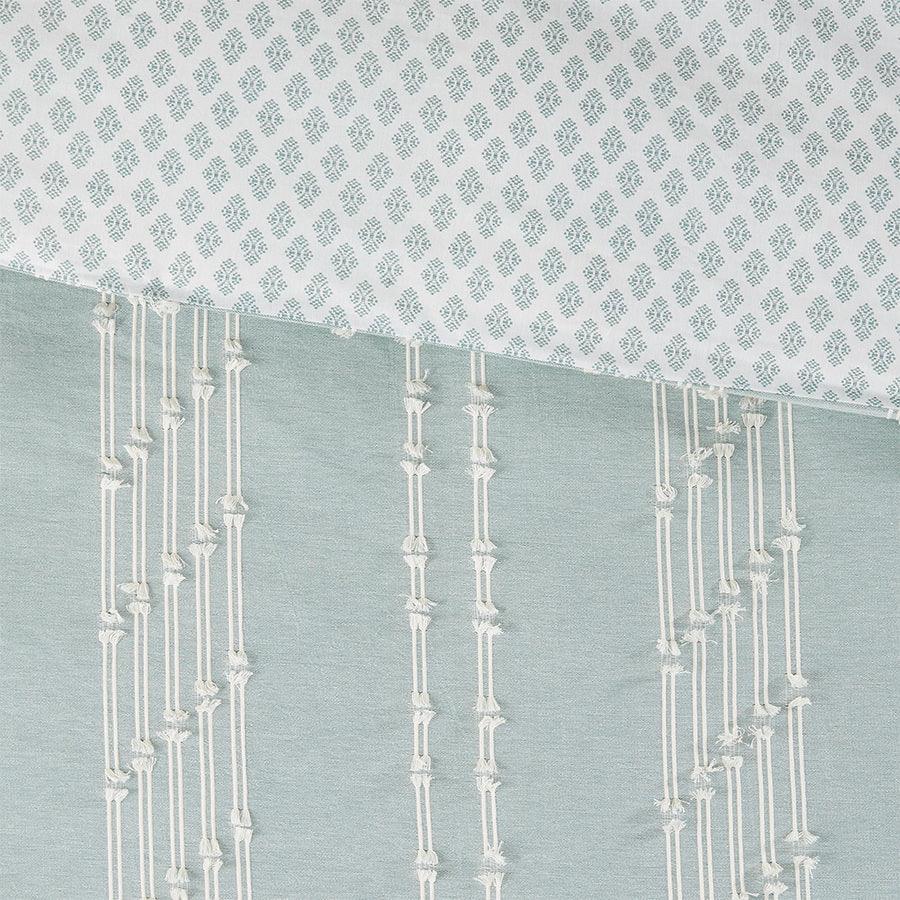 Olliix.com Comforters & Blankets - Kara Cotton Jacquard Comforter Set Aqua King/Cal King