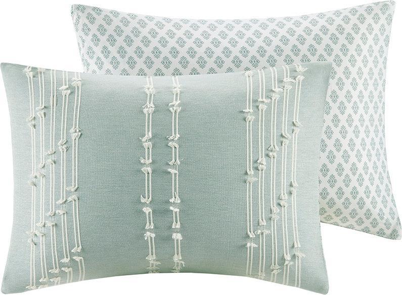Olliix.com Comforters & Blankets - Kara Cotton Jacquard Comforter Set Aqua King/Cal King