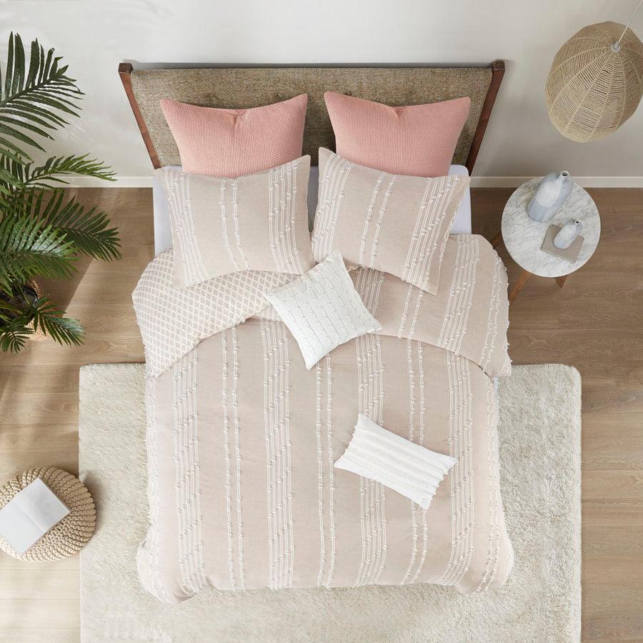 Olliix.com Comforters & Blankets - Kara Cotton Jacquard Comforter Set Blush Full/Queen