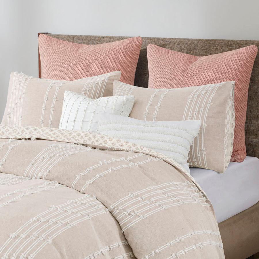 Olliix.com Duvet & Duvet Sets - Kara King/California King Cotton Jacquard Duvet Cover Set Blush