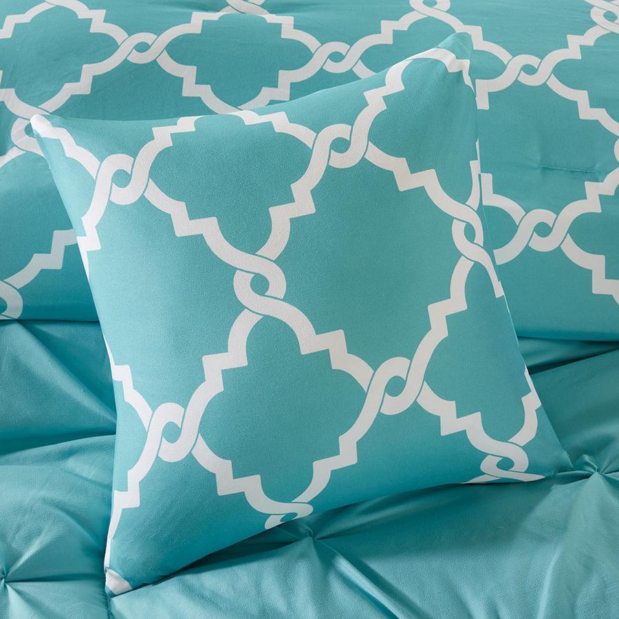 Olliix.com Comforters & Blankets - Kasey 5 Piece Reversible Comforter Set Aqua Full/Queen