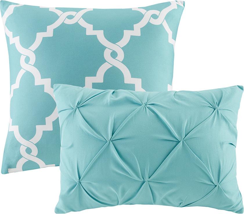 Olliix.com Comforters & Blankets - Kasey 5 Piece Reversible Comforter Set Aqua Full/Queen