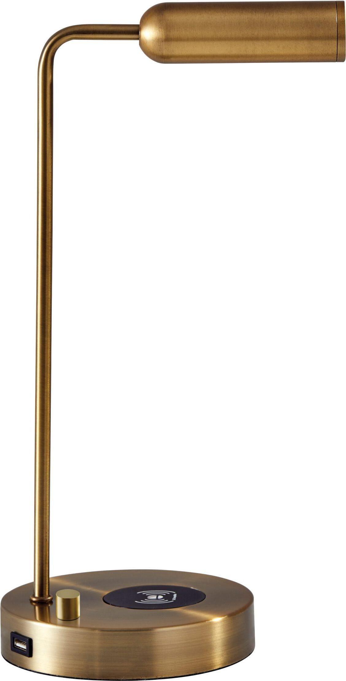 Adesso Desk Lamps - Kaye Charge Desk Lamp Antique Brass