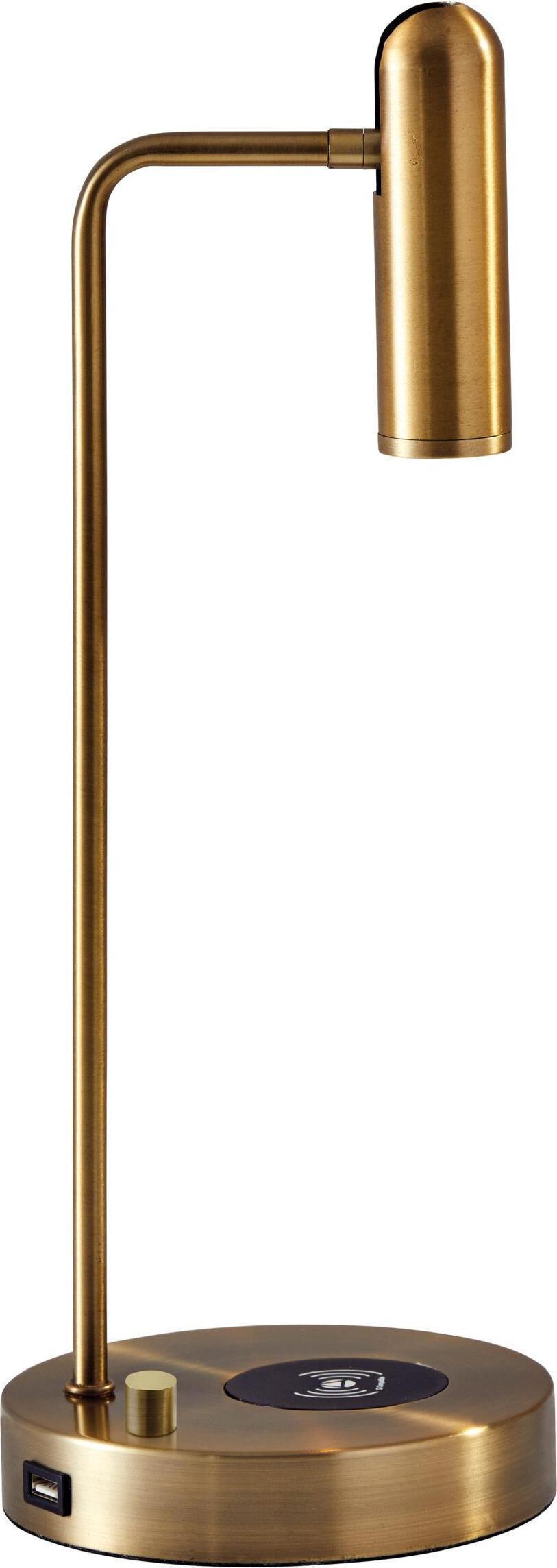 Adesso Desk Lamps - Kaye Charge Desk Lamp Antique Brass