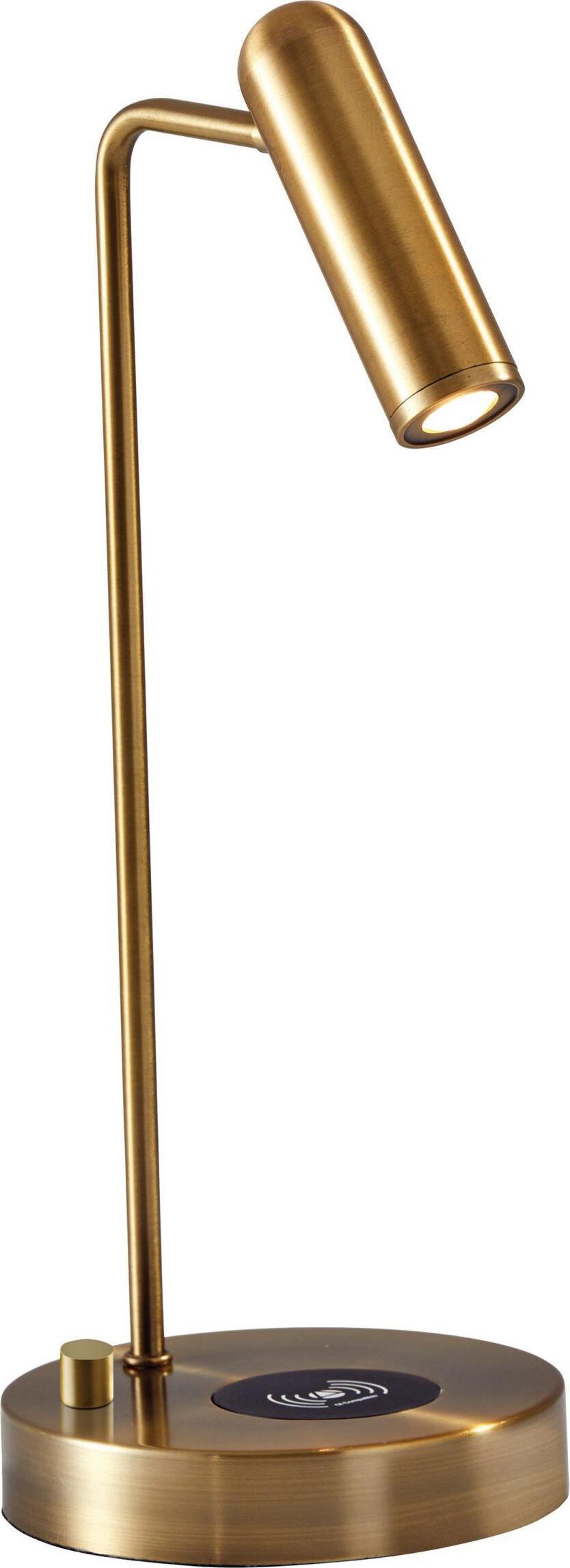 Adesso Desk Lamps - Kaye Charge Desk Lamp Antique Brass