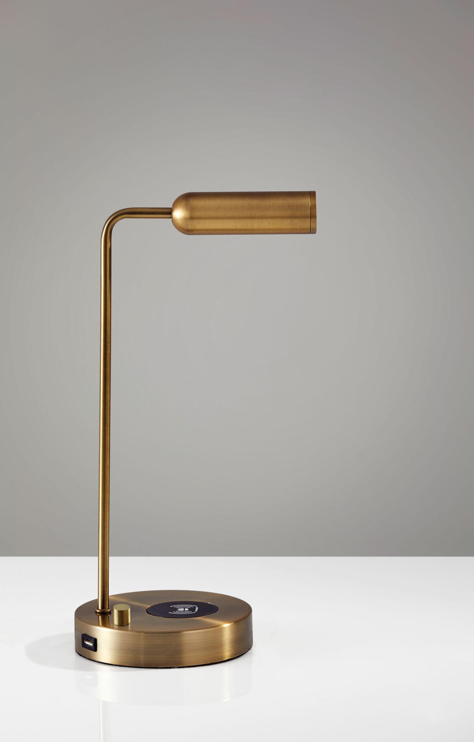 Adesso Desk Lamps - Kaye Charge Desk Lamp Antique Brass