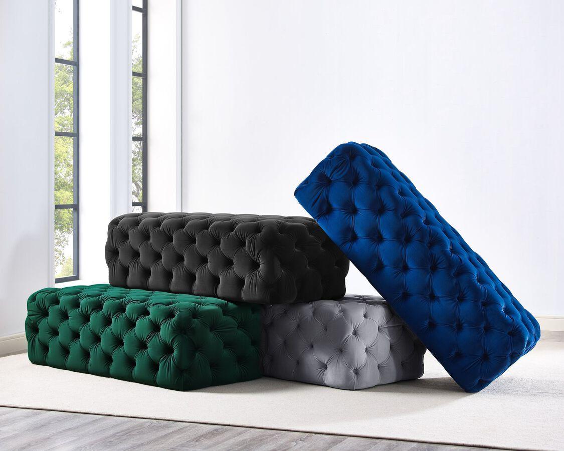 Tov Furniture Ottomans & Stools - Kaylee Black Velvet Ottoman Black