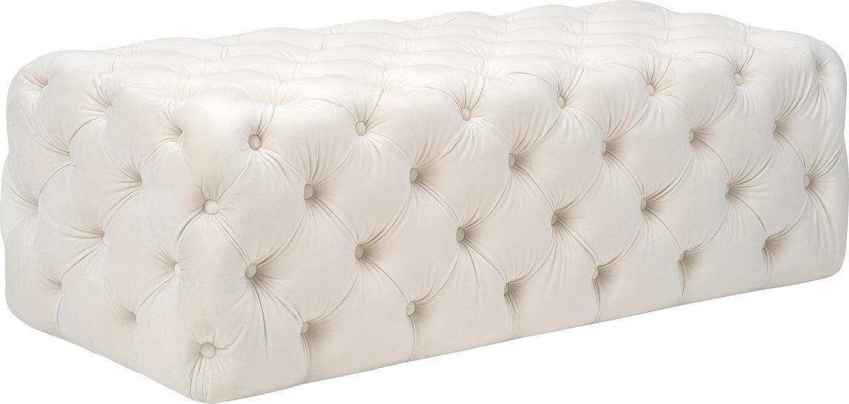 Tov Furniture Ottomans & Stools - Kaylee Cream Velvet Ottoman Black