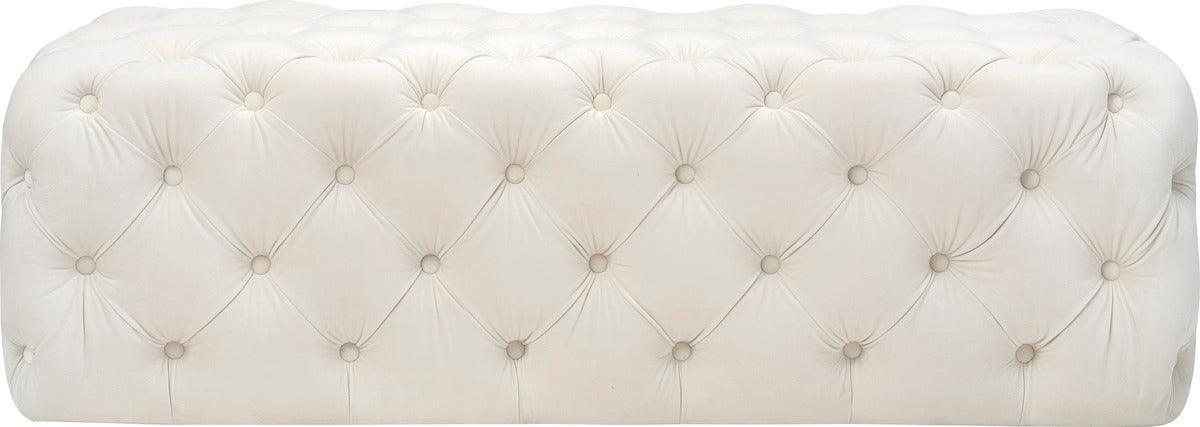 Tov Furniture Ottomans & Stools - Kaylee Cream Velvet Ottoman Black