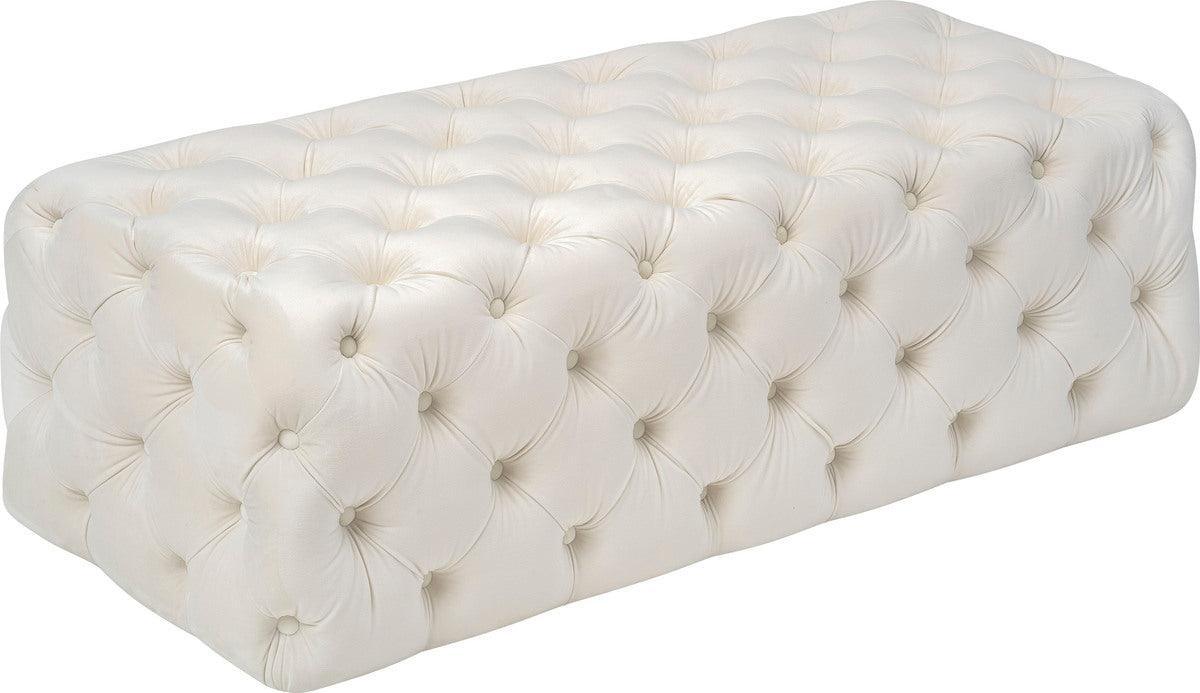 Tov Furniture Ottomans & Stools - Kaylee Cream Velvet Ottoman Black