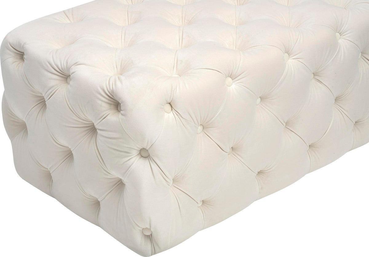 Tov Furniture Ottomans & Stools - Kaylee Cream Velvet Ottoman Black