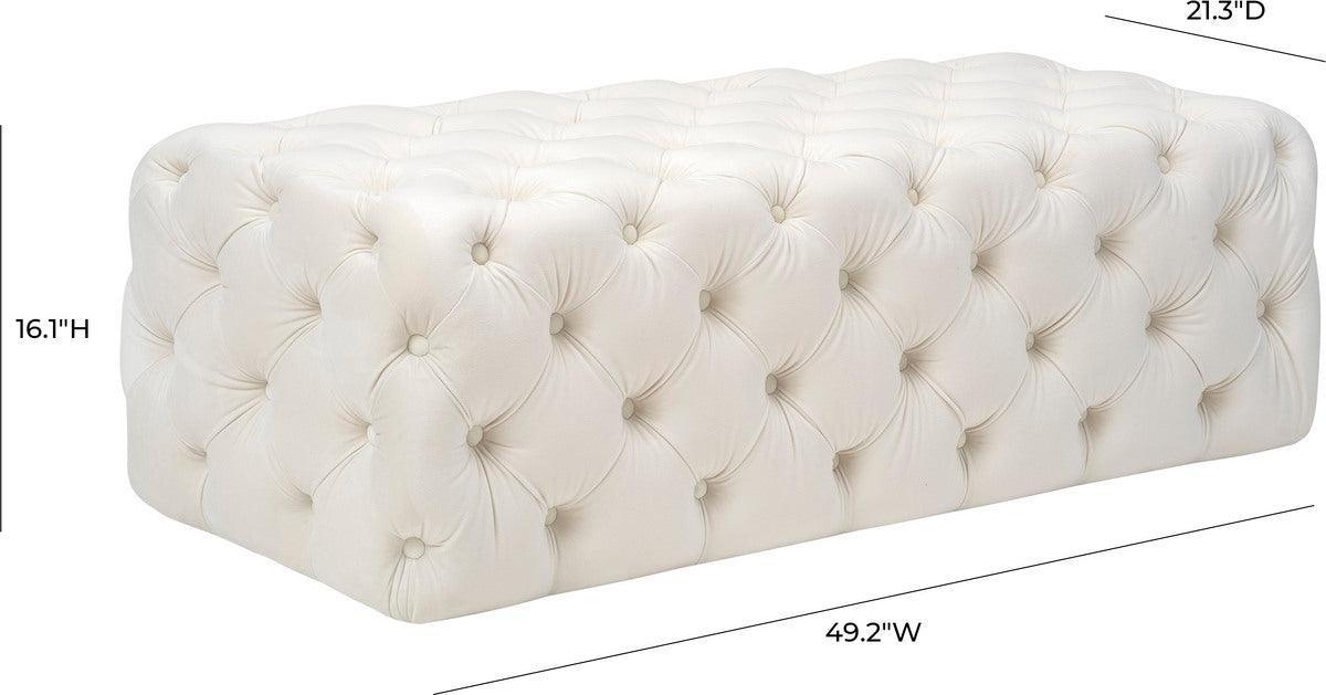Tov Furniture Ottomans & Stools - Kaylee Cream Velvet Ottoman Black