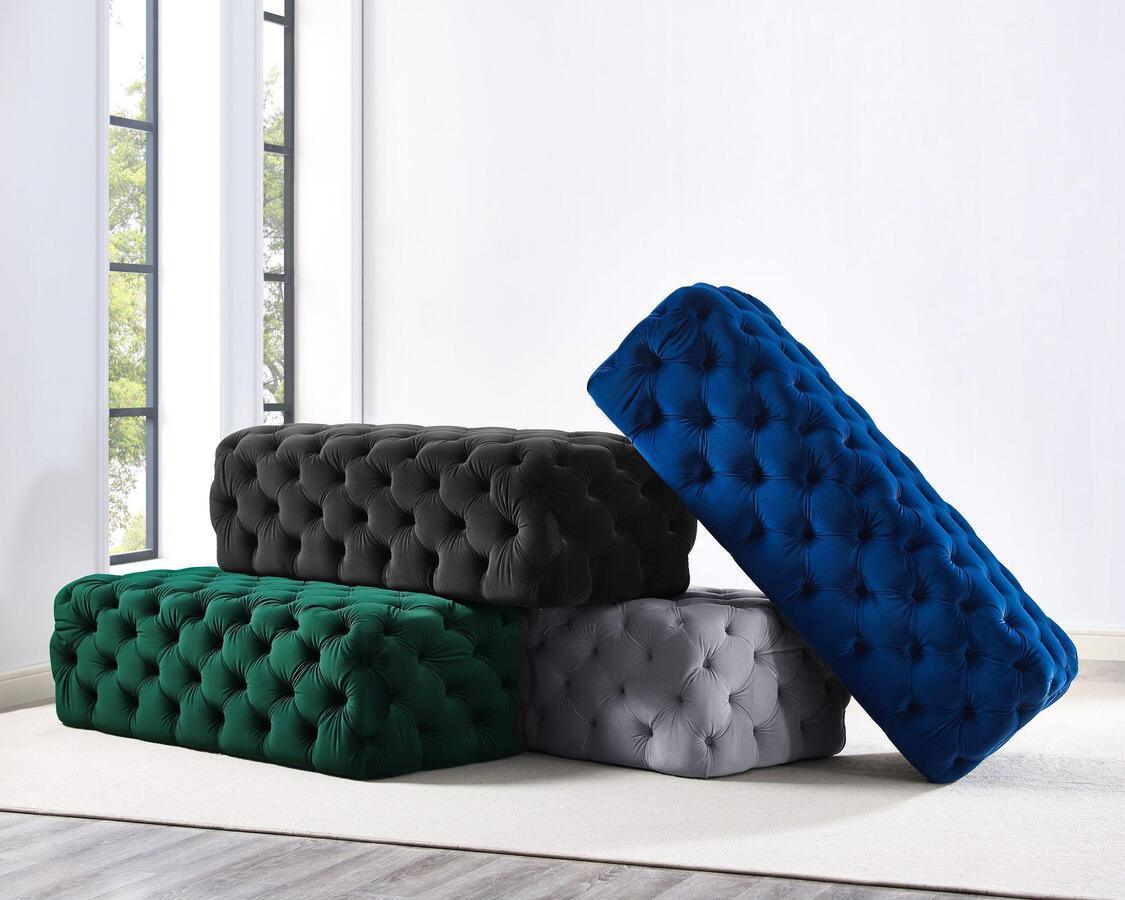 Tov Furniture Ottomans & Stools - Kaylee Green Velvet Ottoman