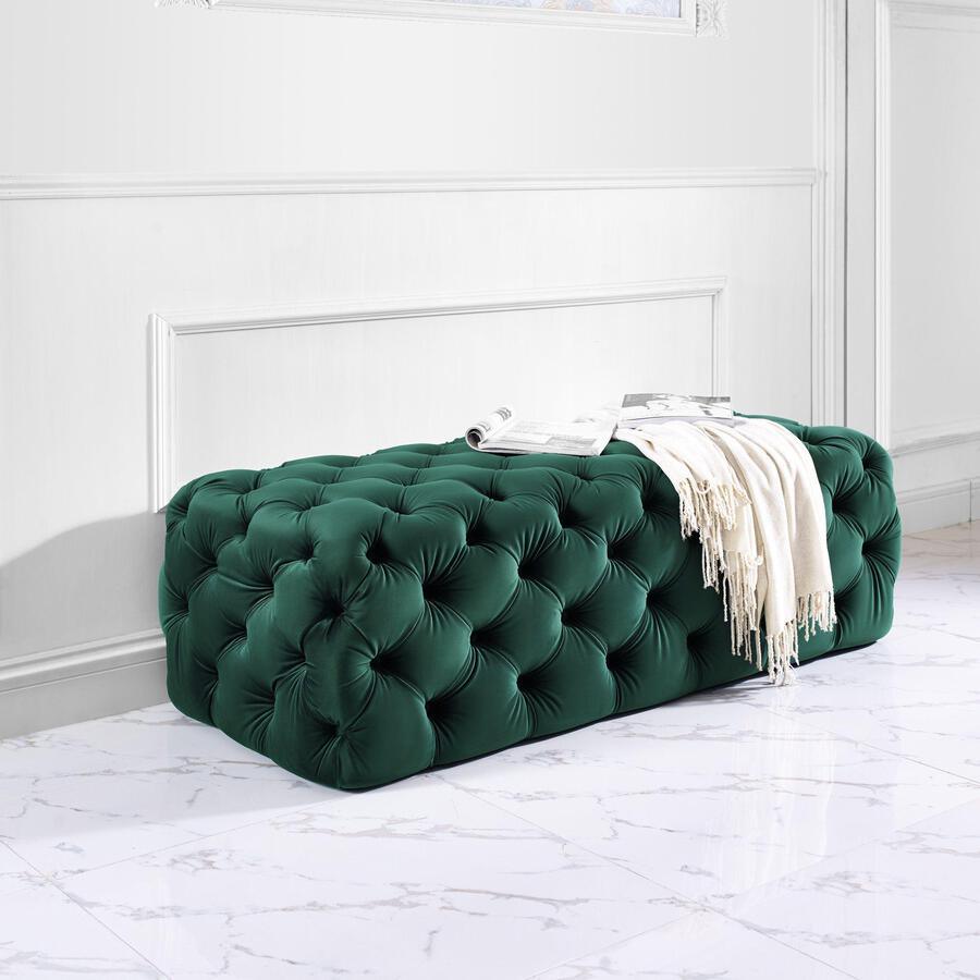 Tov Furniture Ottomans & Stools - Kaylee Green Velvet Ottoman