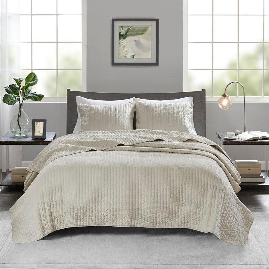 Olliix.com Comforters & Blankets - Keaton Full/Queen Reversible Coverlet Set Cream
