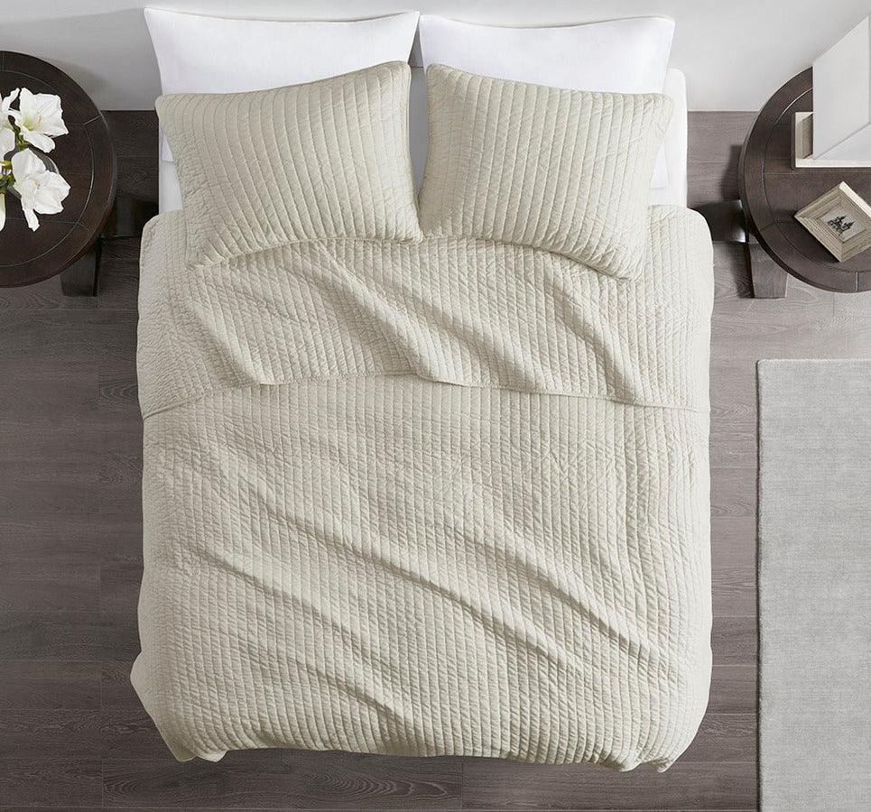 Olliix.com Comforters & Blankets - Keaton Full/Queen Reversible Coverlet Set Cream