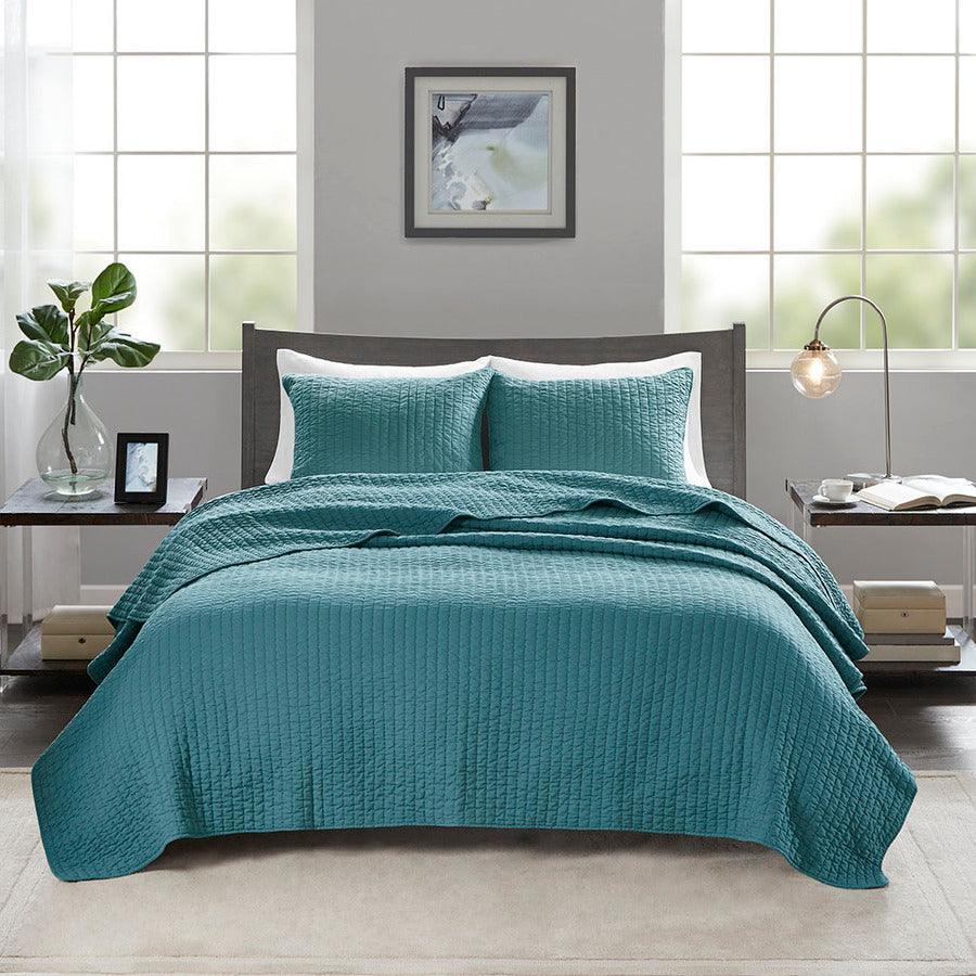 Olliix.com Comforters & Blankets - Keaton Full/Queen Reversible Coverlet Set Teal