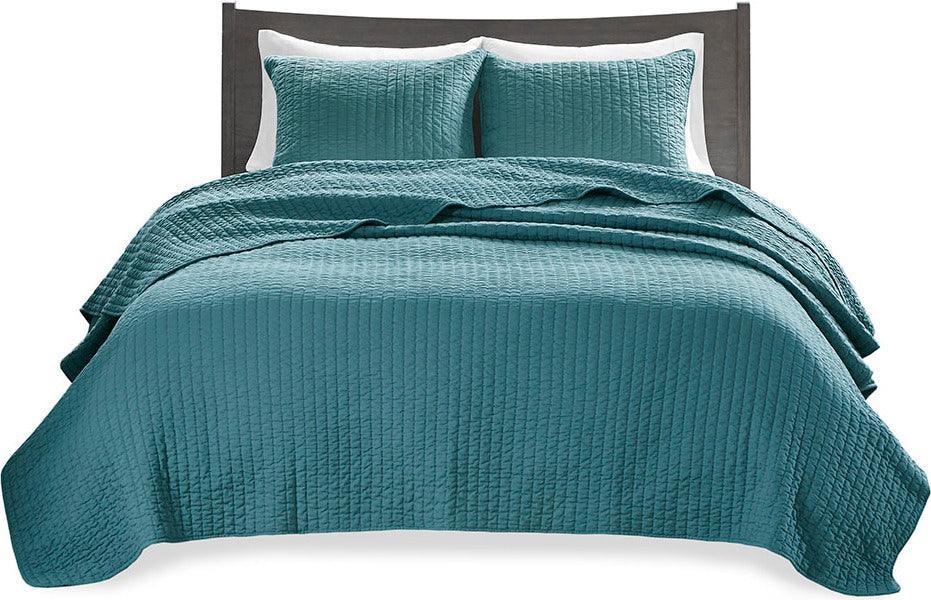 Olliix.com Comforters & Blankets - Keaton King/California King Reversible Coverlet Set Teal