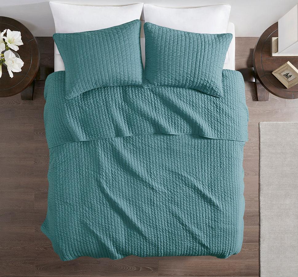 Olliix.com Comforters & Blankets - Keaton King/California King Reversible Coverlet Set Teal