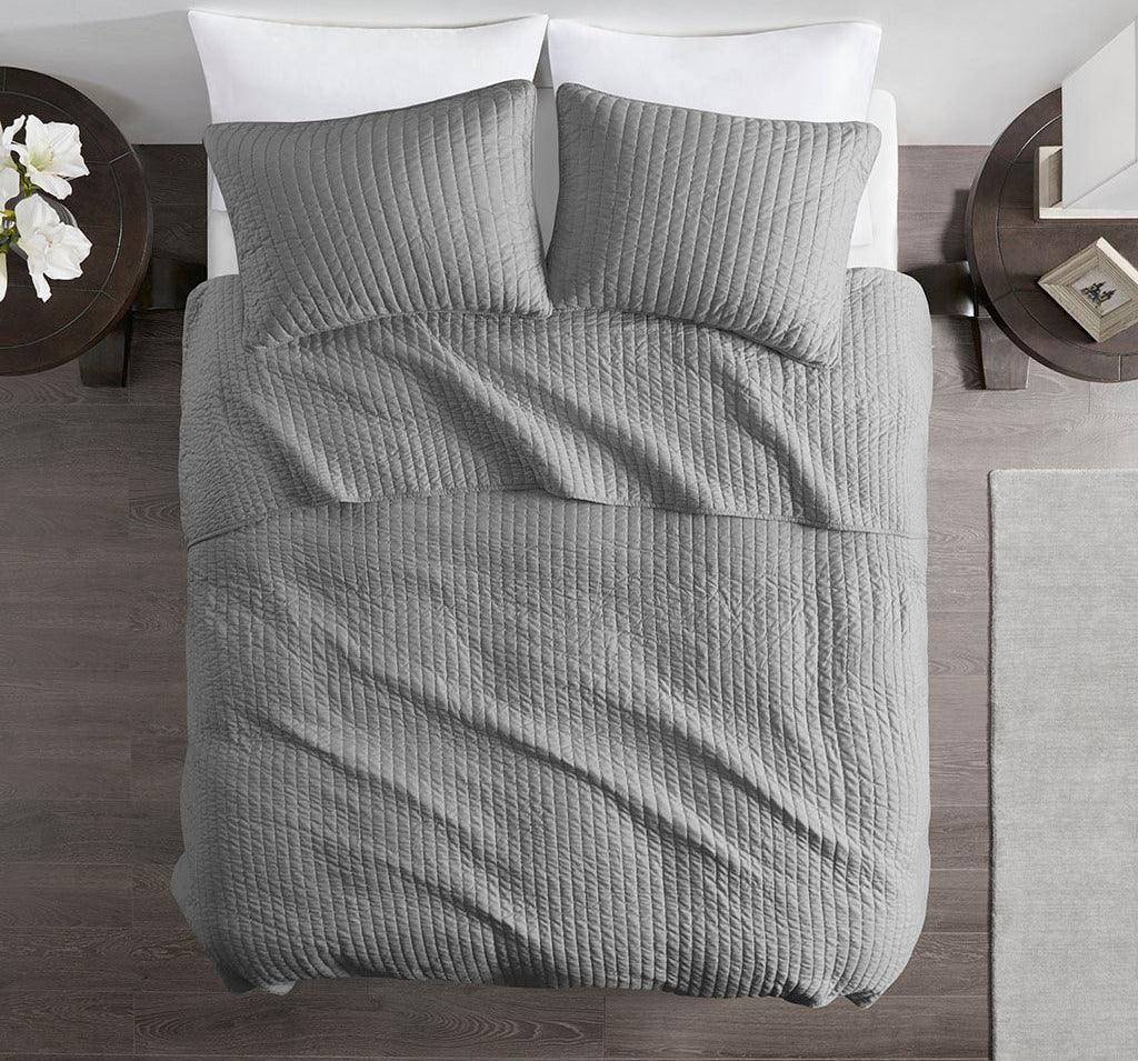 Olliix.com Comforters & Blankets - Keaton Twin/Twin XL 2-Piece Reversible Coverlet Set Gray