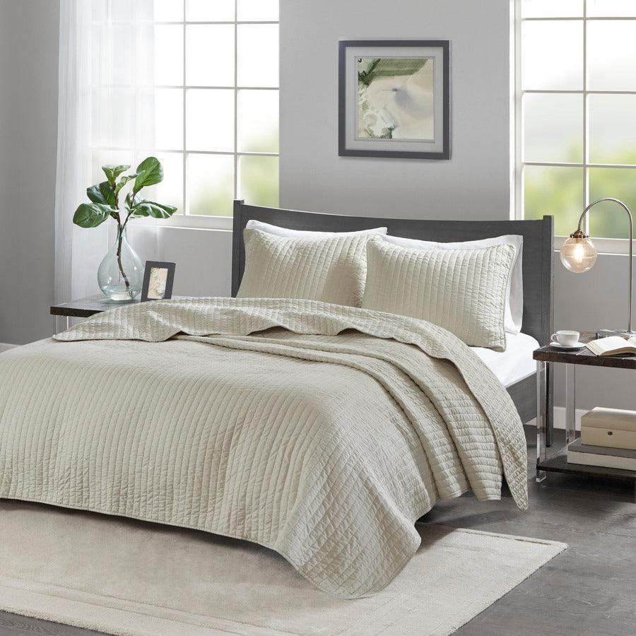 Olliix.com Comforters & Blankets - Keaton Twin/Twin XL Reversible Coverlet Set Cream