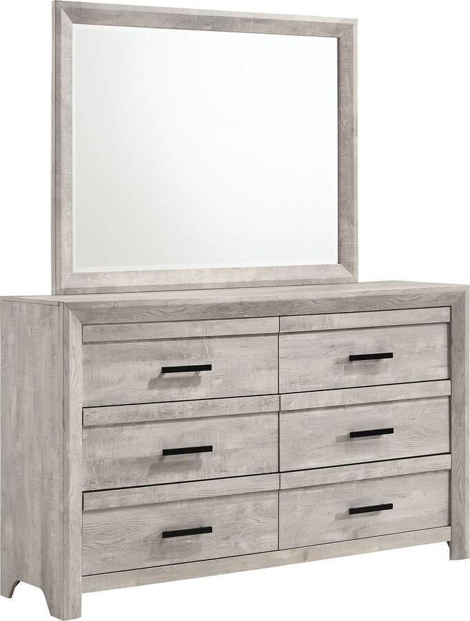 Elements Dressers - Keely 6-Drawer Dresser & Mirror Set In White