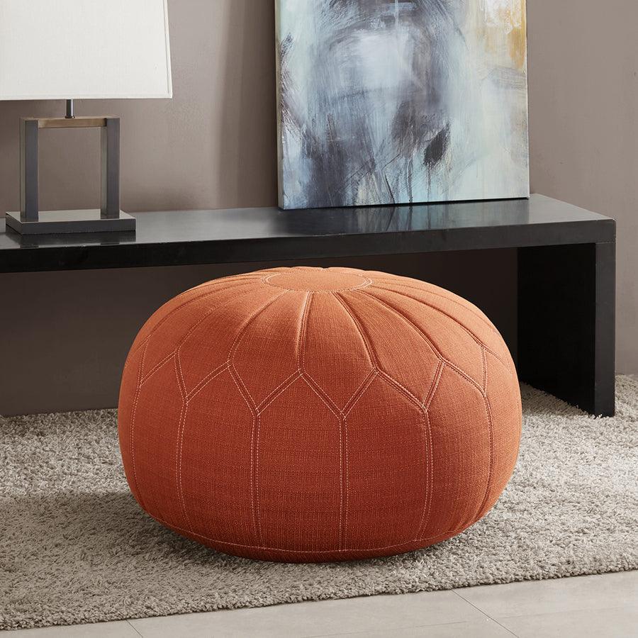 Olliix.com Ottomans & Stools - Kelsey Casual Round Pouf Ottoman 29.5W x 29.5D x 18H" Orange