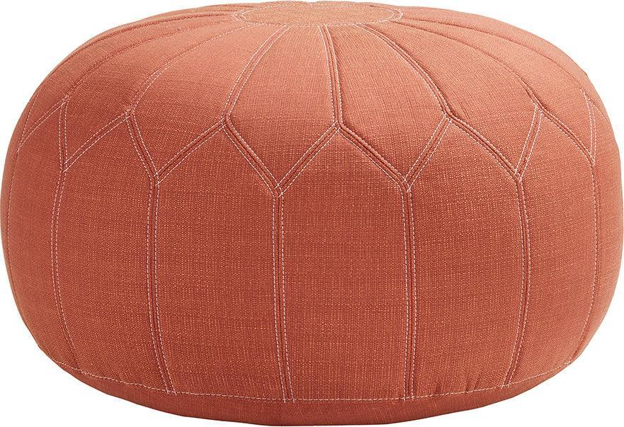 Olliix.com Ottomans & Stools - Kelsey Casual Round Pouf Ottoman 29.5W x 29.5D x 18H" Orange