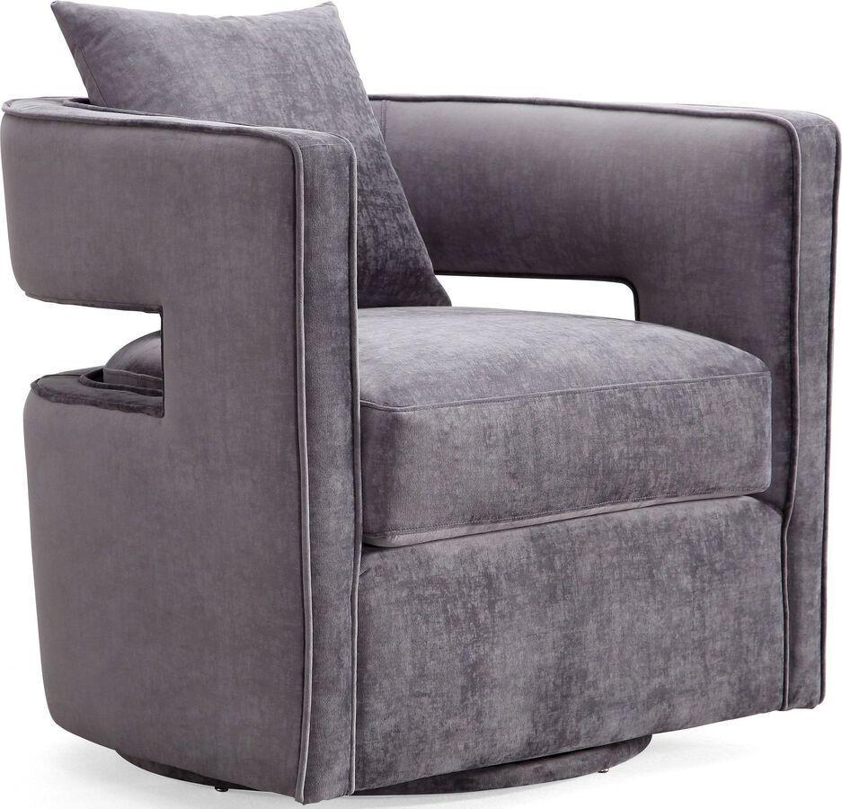 Tov Furniture Accent Chairs - Kennedy Grey Swivel Chair Gray