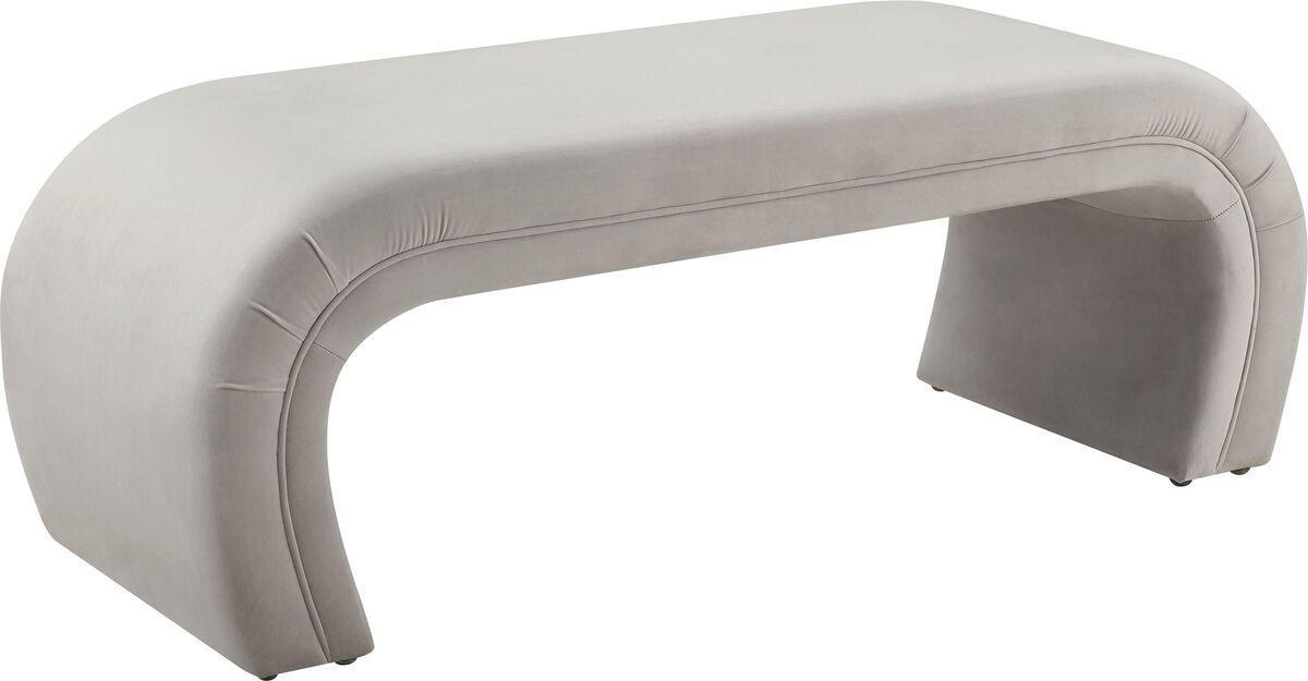 Tov Furniture Benches - Kenya Light Grey Velvet Bench Light Gray