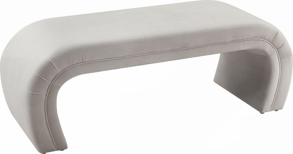 Tov Furniture Benches - Kenya Light Grey Velvet Bench Light Gray