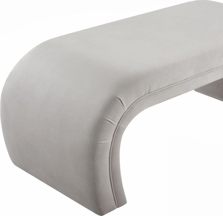 Tov Furniture Benches - Kenya Light Grey Velvet Bench Light Gray