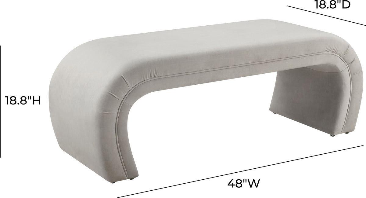 Tov Furniture Benches - Kenya Light Grey Velvet Bench Light Gray