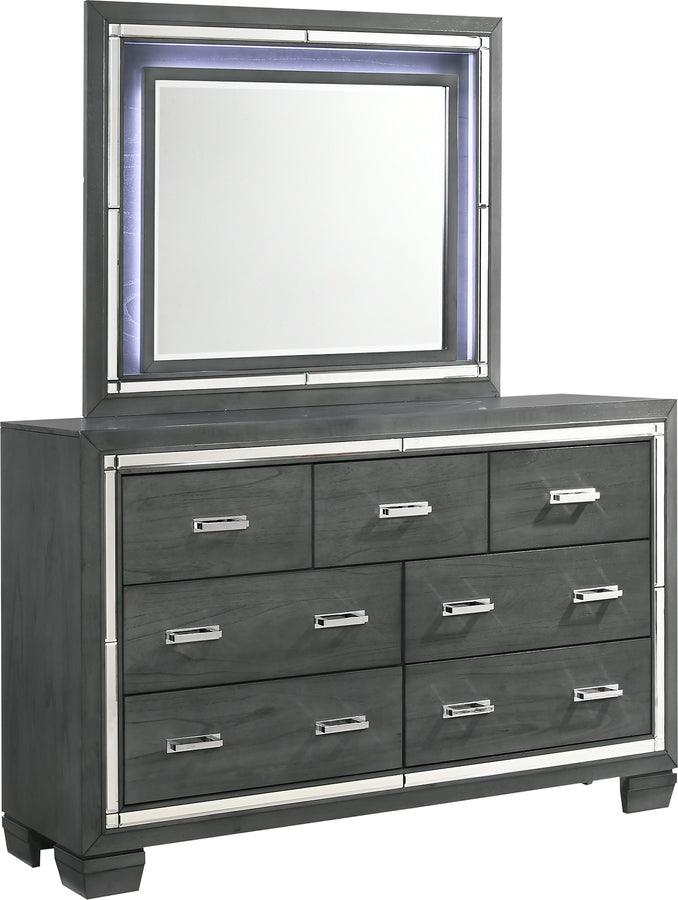 Elements Bedroom Sets - Kenzie 7-Drawer Dresser w/ Mirror Set Gray