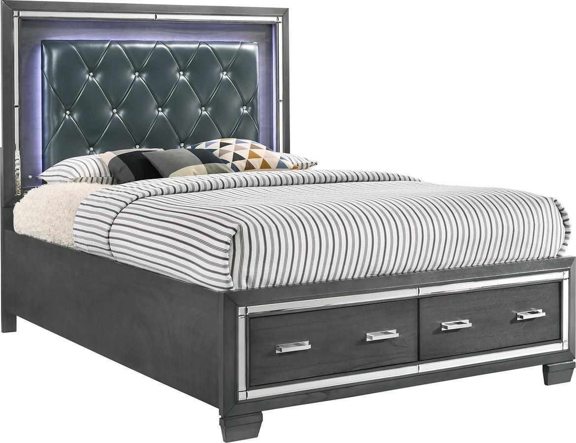 Elements Bedroom Sets - Kenzie Queen Storage 4PC Bedroom Set Gray