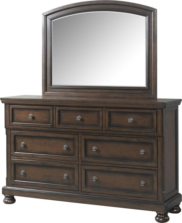 Elements Bedroom Sets - Kingsley Dresser & Mirror Set Walnut