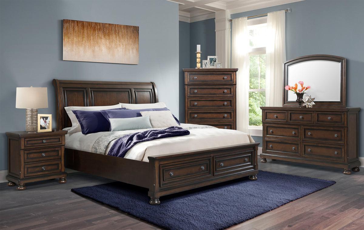 Elements Bedroom Sets - Kingsley Dresser & Mirror Set Walnut