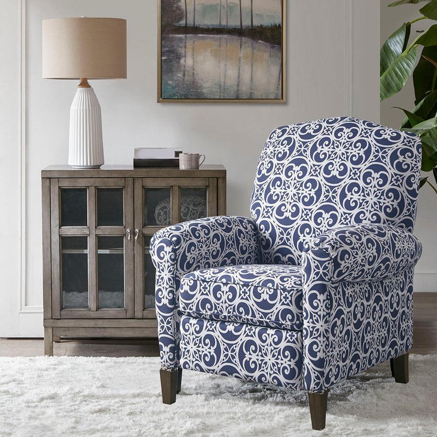 Olliix.com Accent Chairs - Kirby Push Back Recliner Navy Multicolor