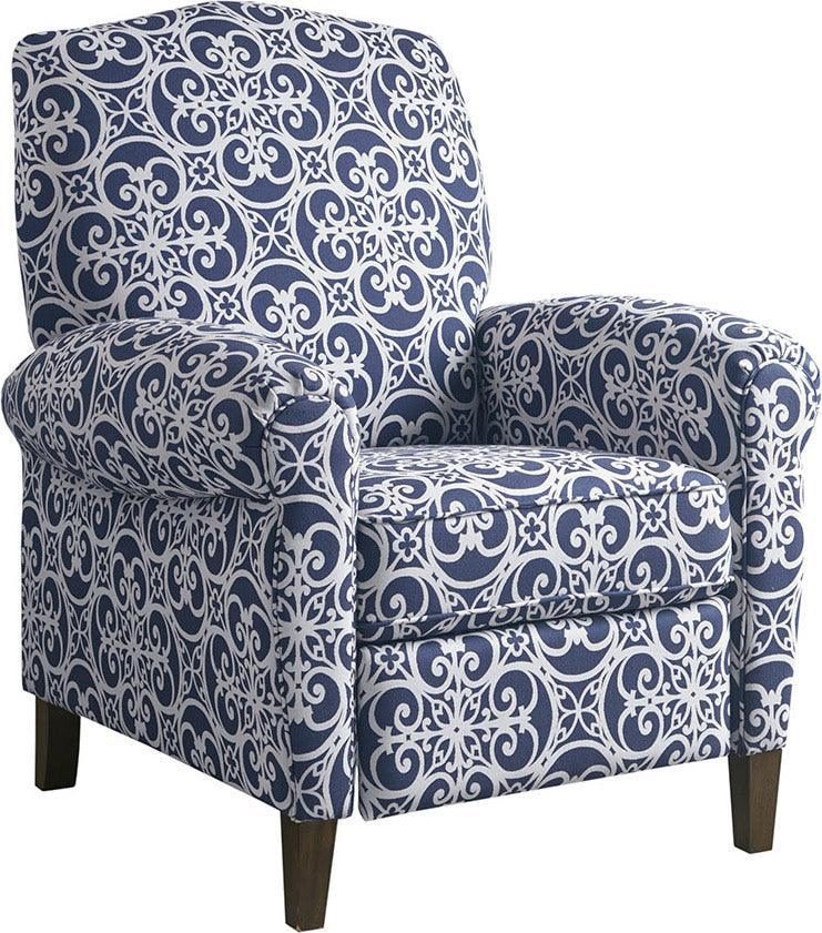 Olliix.com Accent Chairs - Kirby Push Back Recliner Navy Multicolor