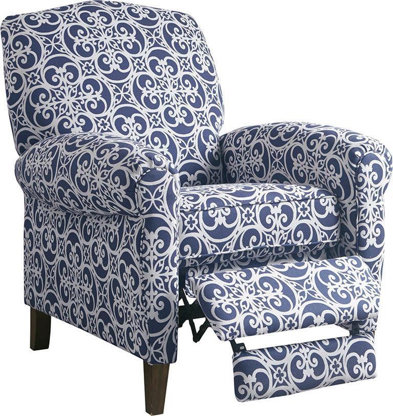 Olliix.com Accent Chairs - Kirby Push Back Recliner Navy Multicolor