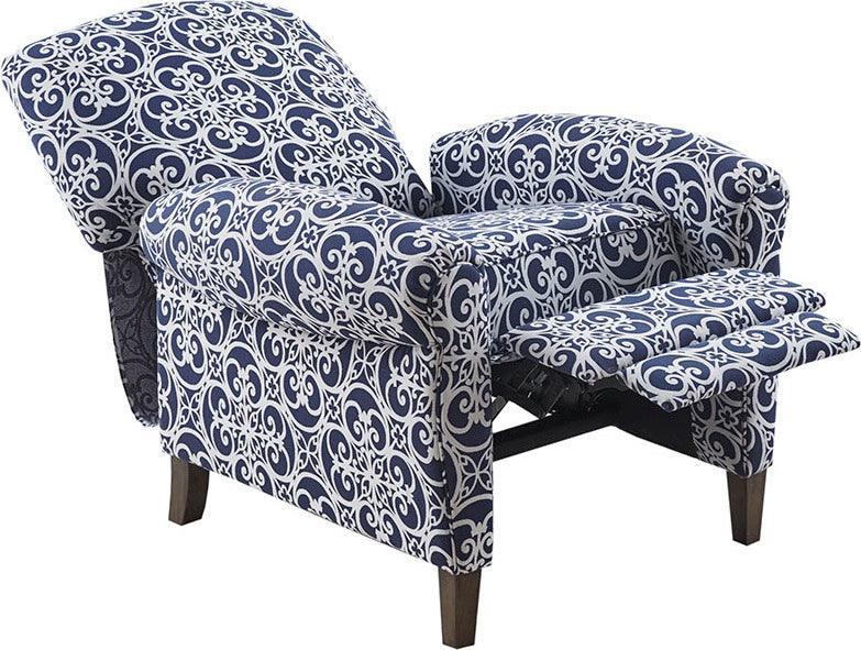 Olliix.com Accent Chairs - Kirby Push Back Recliner Navy Multicolor