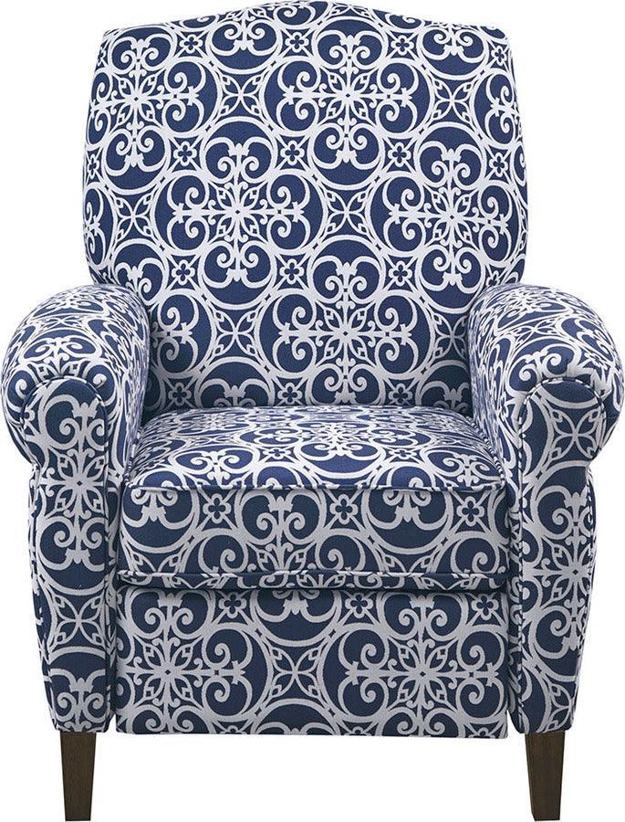 Olliix.com Accent Chairs - Kirby Push Back Recliner Navy Multicolor
