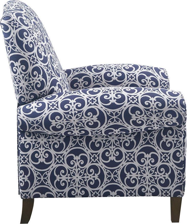 Olliix.com Accent Chairs - Kirby Push Back Recliner Navy Multicolor