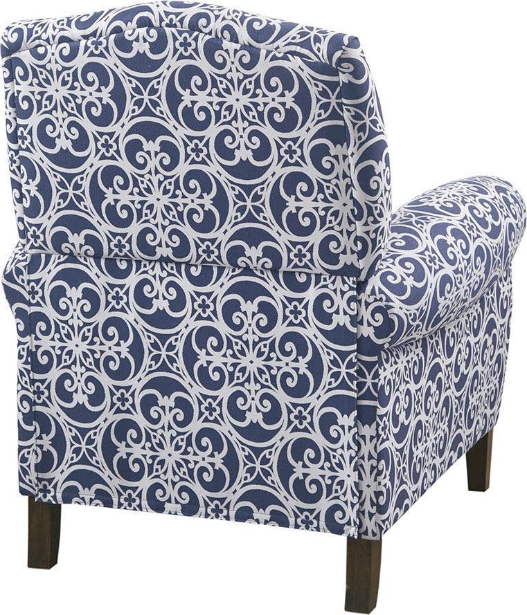 Olliix.com Accent Chairs - Kirby Push Back Recliner Navy Multicolor