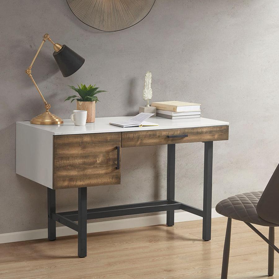 Olliix.com Desks - Kirtley Writing Desk With Drawer White & Brown
